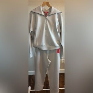 SPANX AirEssential Half Zip 2 pc sweatsuit set French Gray Size Petite Small NWT